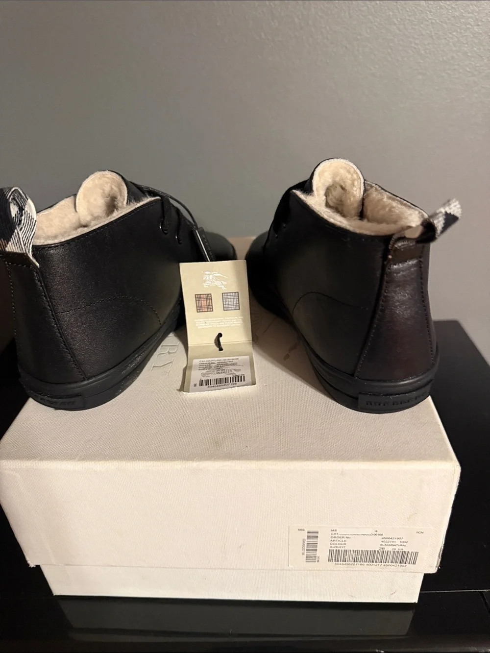 Burberry Black Kids Leather Lace-Up Shoes